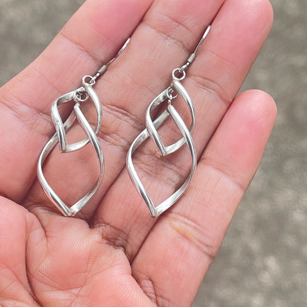 Sterling Silver Double Twisted Dangle Earrings - image 6